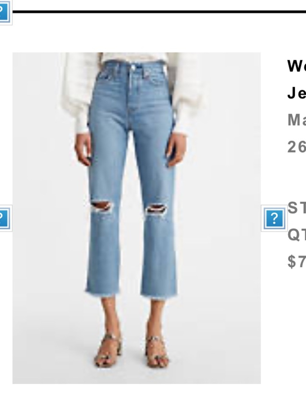 Levi’s wedgies straight jeans size 26